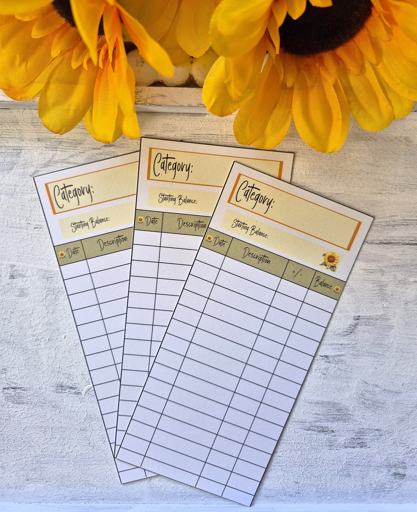 Cash Envelope Tracker Inserts | A6 Envelope Trackers | Cash Envelope Budget System | Sunflowers Theme