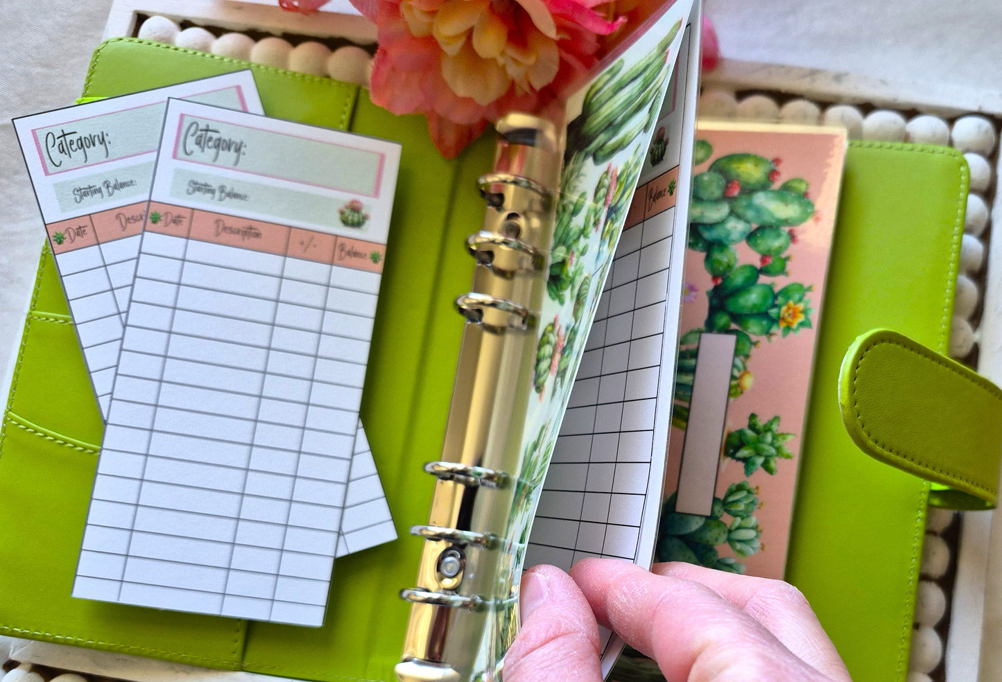 Cash Envelope Tracker Inserts | A6 Envelope Trackers | Cash Envelope Budget System | Cactus Galore Theme
