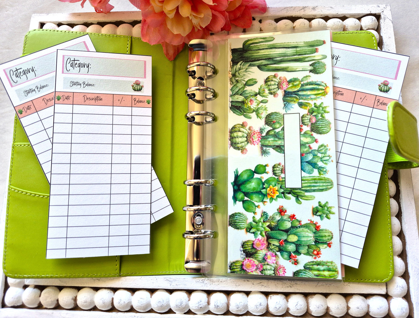 Cash Envelope Tracker Inserts | A6 Envelope Trackers | Cash Envelope Budget System | Cactus Galore Theme