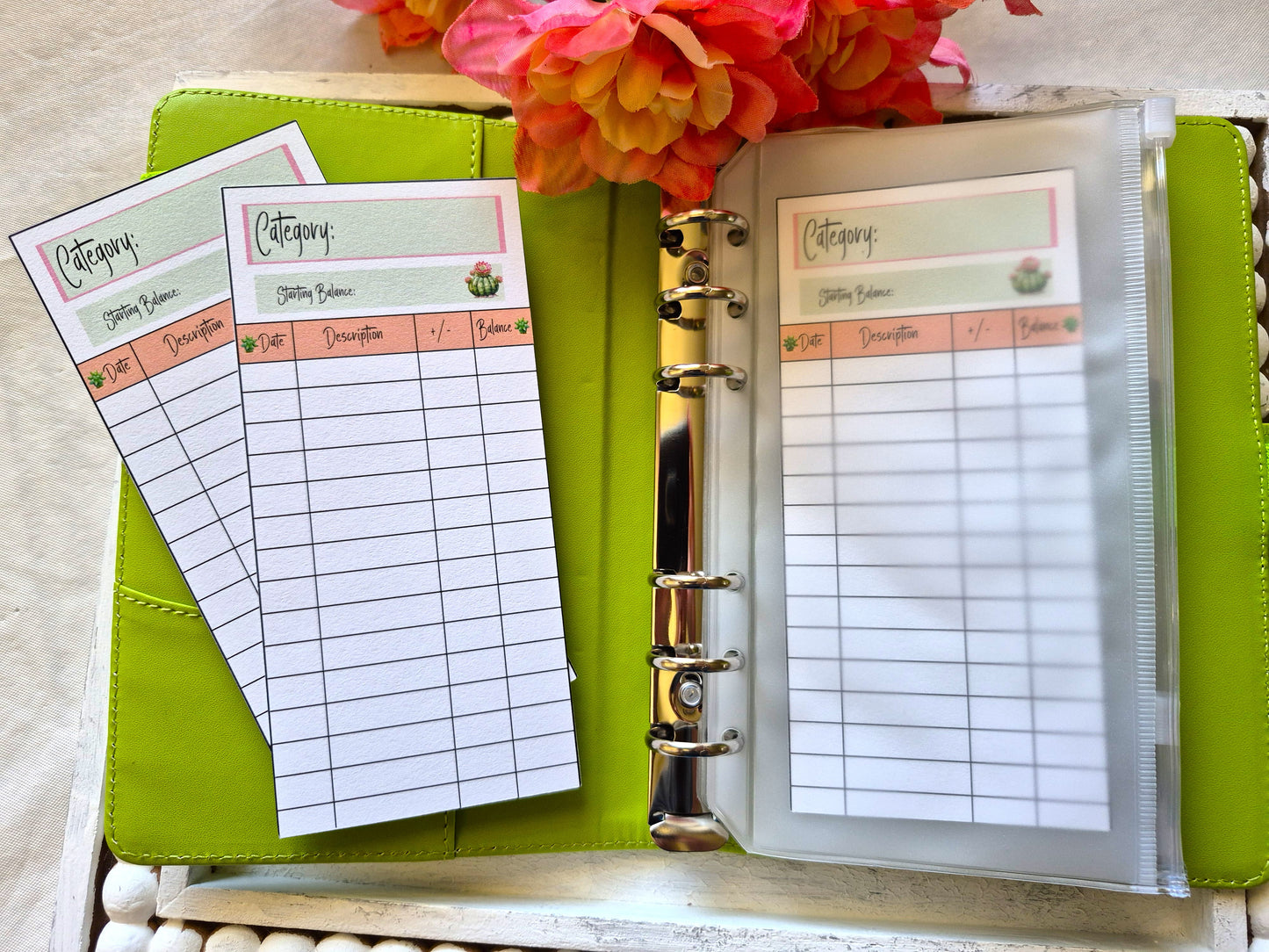Cash Envelope Tracker Inserts | A6 Envelope Trackers | Cash Envelope Budget System | Cactus Galore Theme
