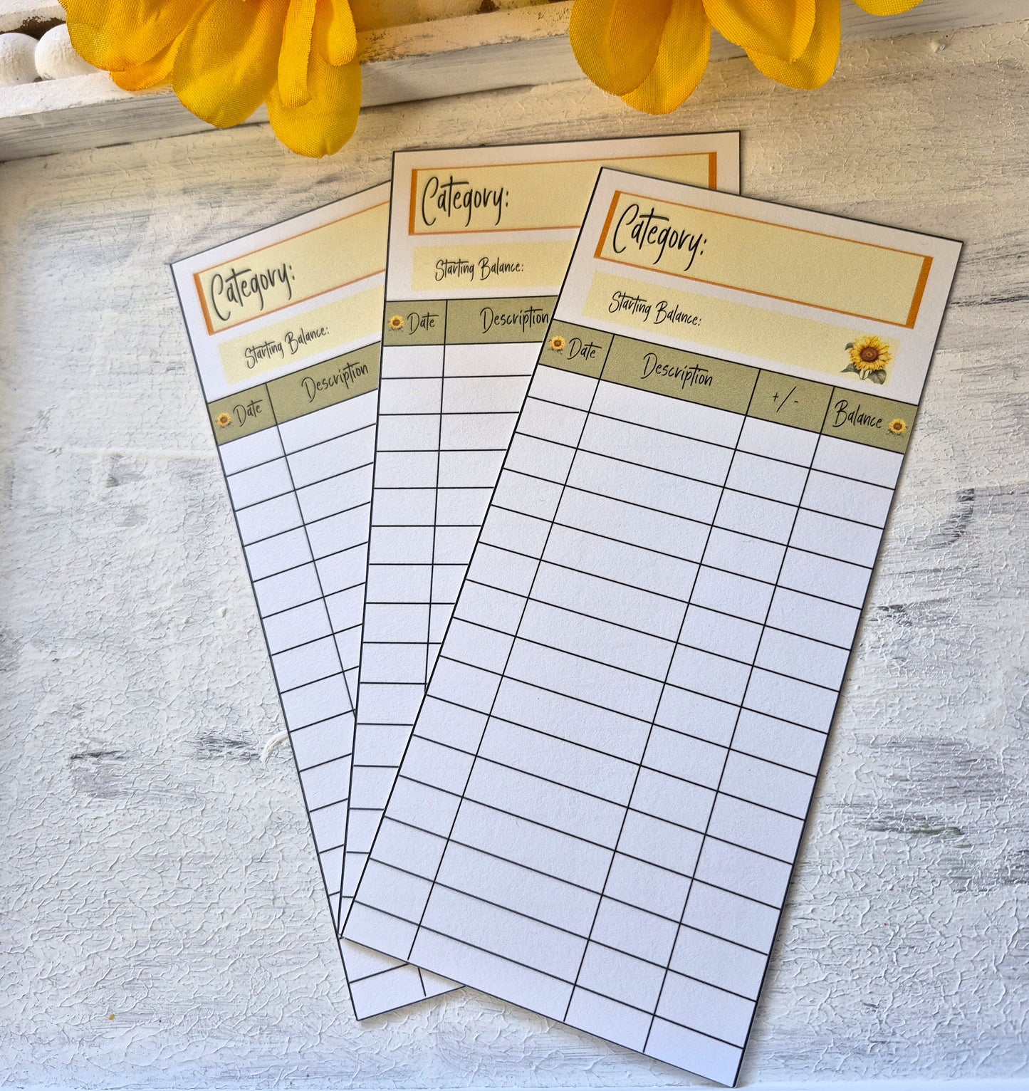 Cash Envelope Tracker Inserts | A6 Envelope Trackers | Cash Envelope Budget System | Sunflowers Theme