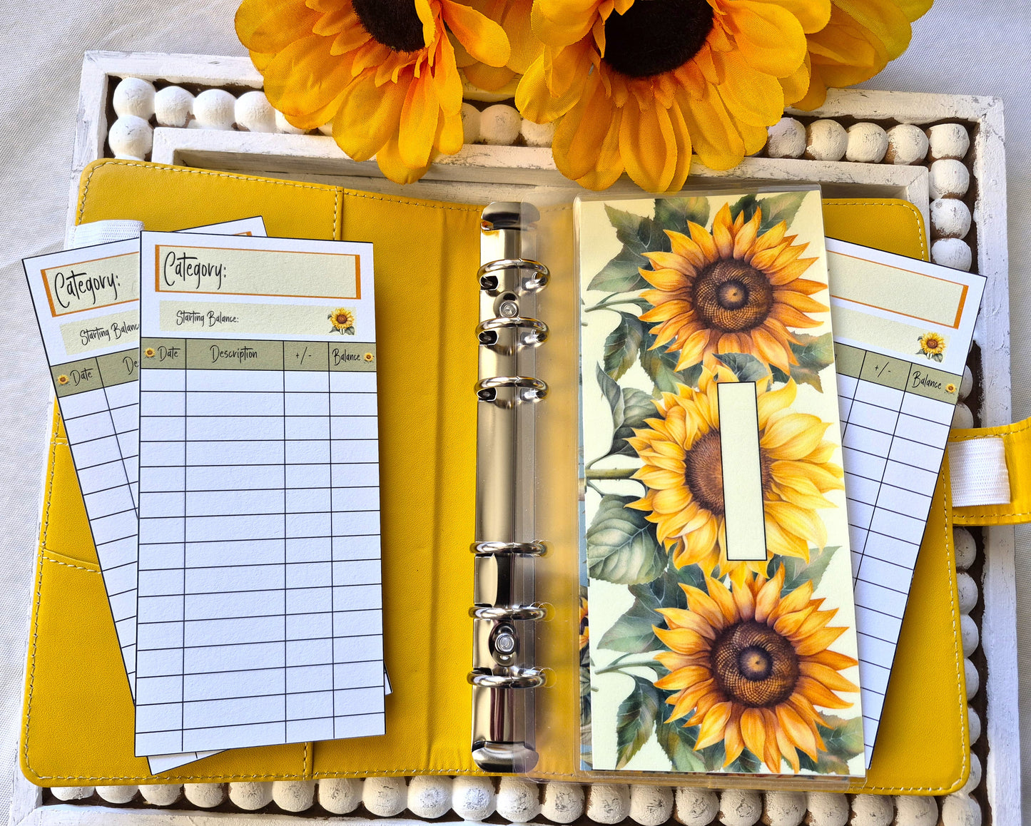 Cash Envelope Tracker Inserts | A6 Envelope Trackers | Cash Envelope Budget System | Sunflowers Theme