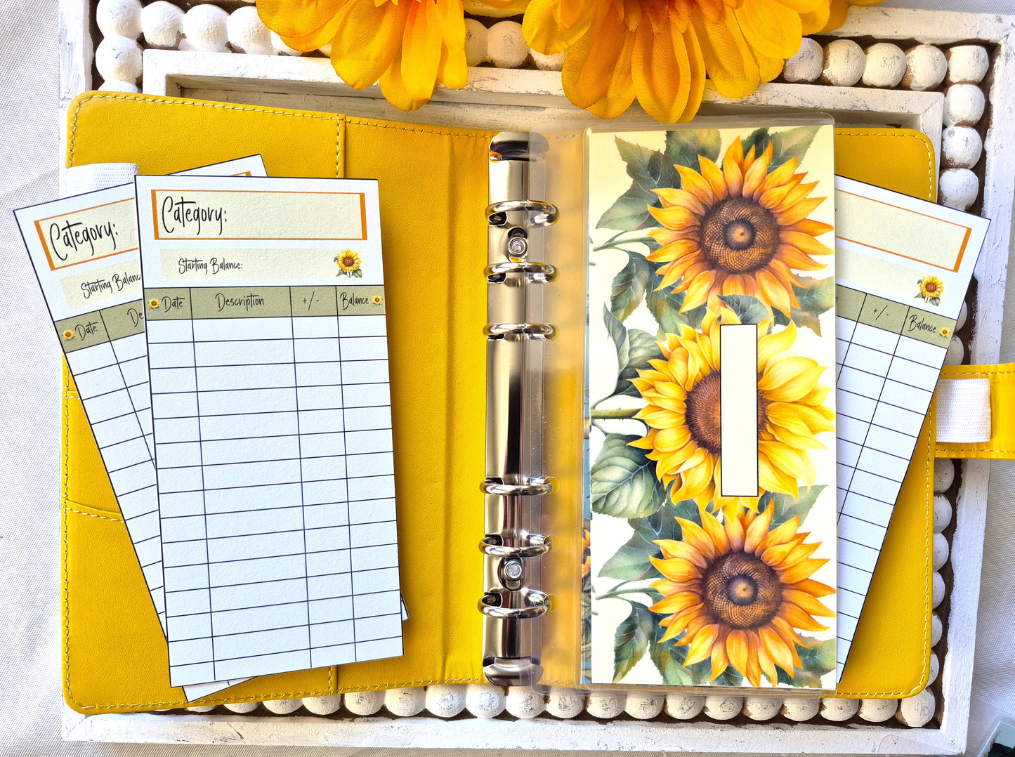 Cash Envelope Tracker Inserts | A6 Envelope Trackers | Cash Envelope Budget System | Sunflowers Theme