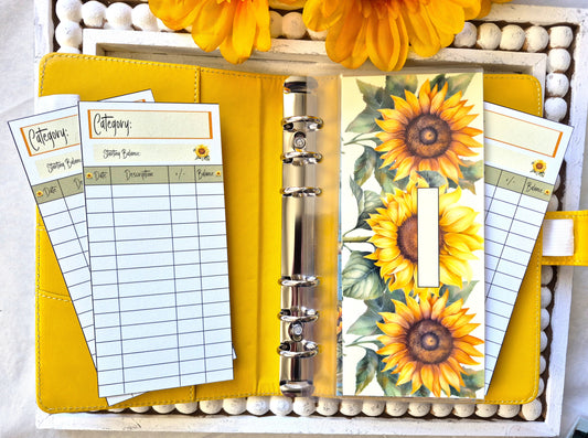 Cash Envelope Tracker Inserts | A6 Envelope Trackers | Cash Envelope Budget System | Sunflowers Theme