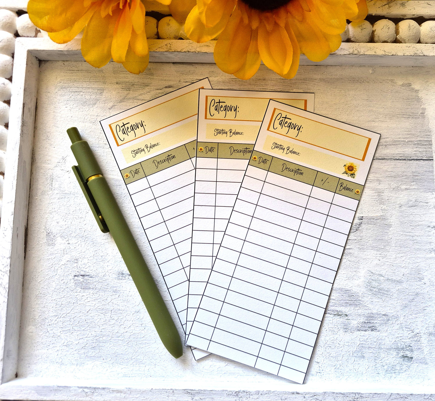 Cash Envelope Tracker Inserts | A6 Envelope Trackers | Cash Envelope Budget System | Sunflowers Theme