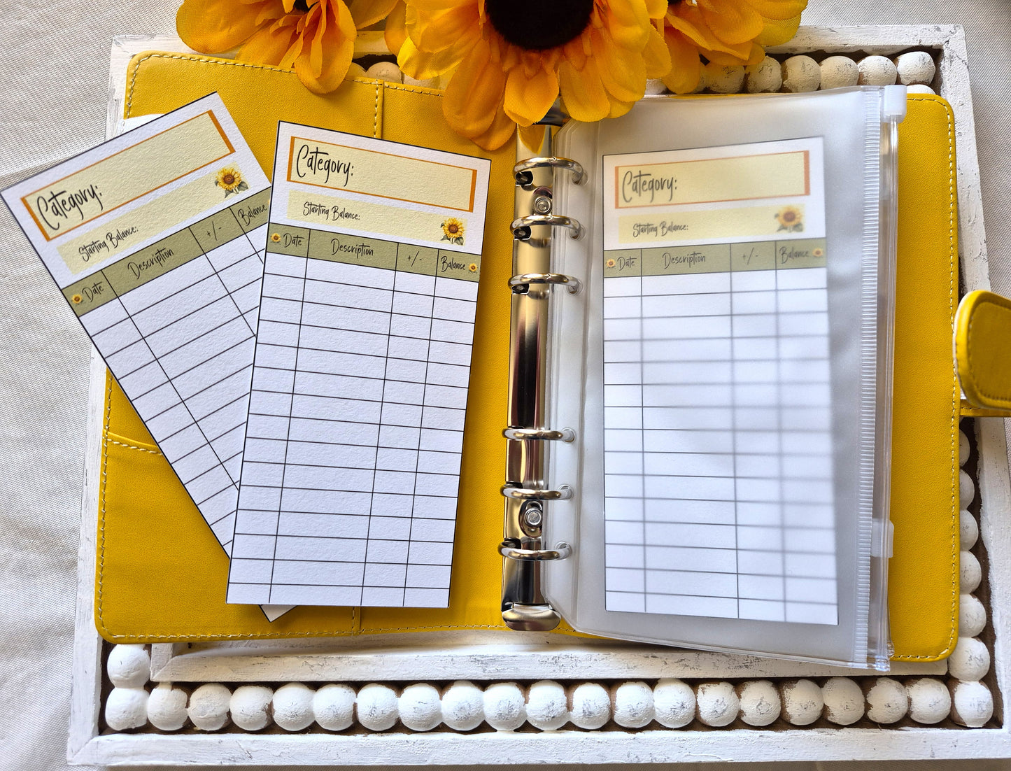 Cash Envelope Tracker Inserts | A6 Envelope Trackers | Cash Envelope Budget System | Sunflowers Theme