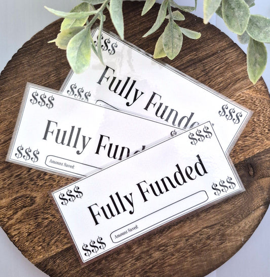 Fully Funded Place Holder, A6 size Laminated Fully Funded Place Holder for A6 cash envelopes