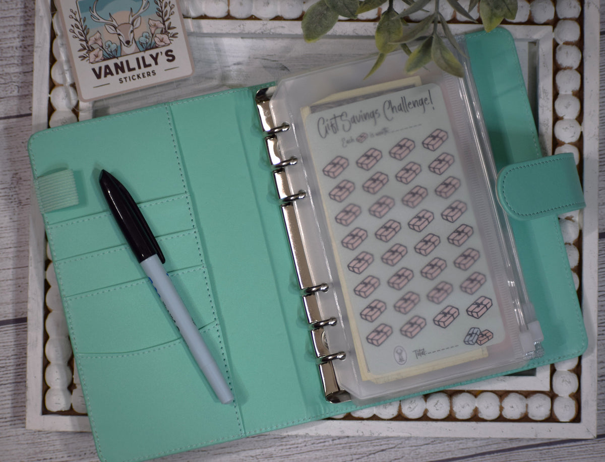 Gift Savings Challenge | A6 Laminated Budget Binder Insert | Cash Envelope Budgeting | Gift Savings Tracker | Present Money Tracker