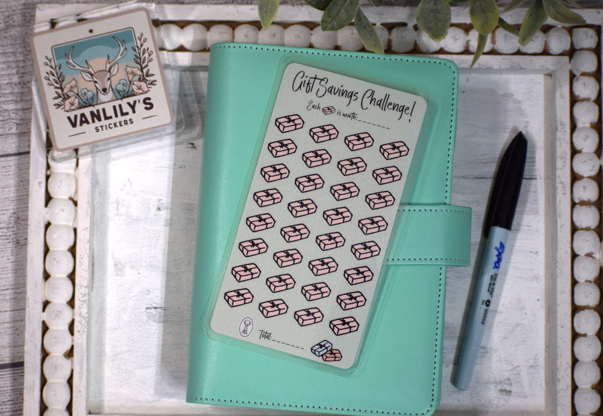 Gift Savings Challenge | A6 Laminated Budget Binder Insert | Cash Envelope Budgeting | Gift Savings Tracker | Present Money Tracker