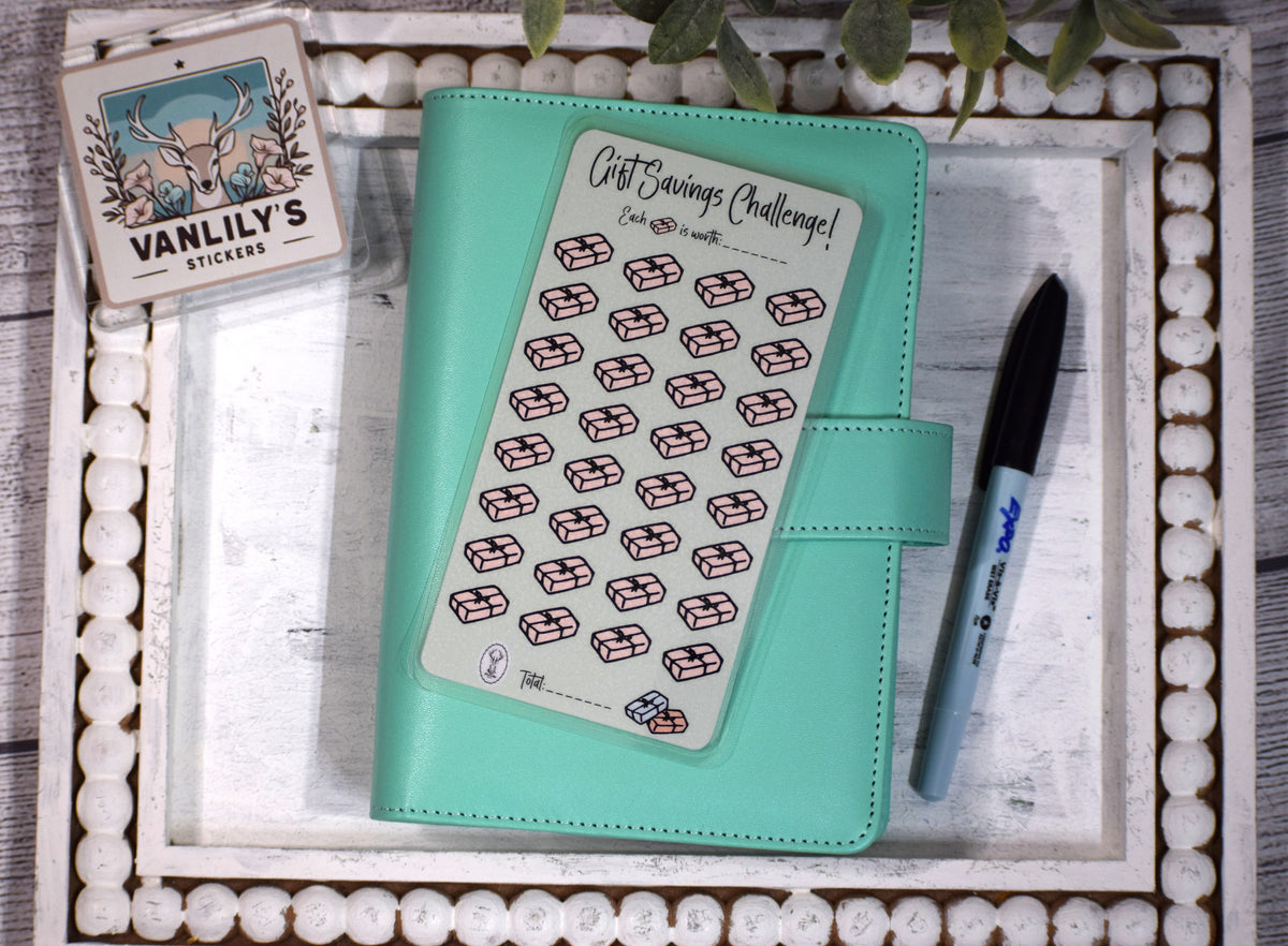 Gift Savings Challenge | A6 Laminated Budget Binder Insert | Cash Envelope Budgeting | Gift Savings Tracker | Present Money Tracker
