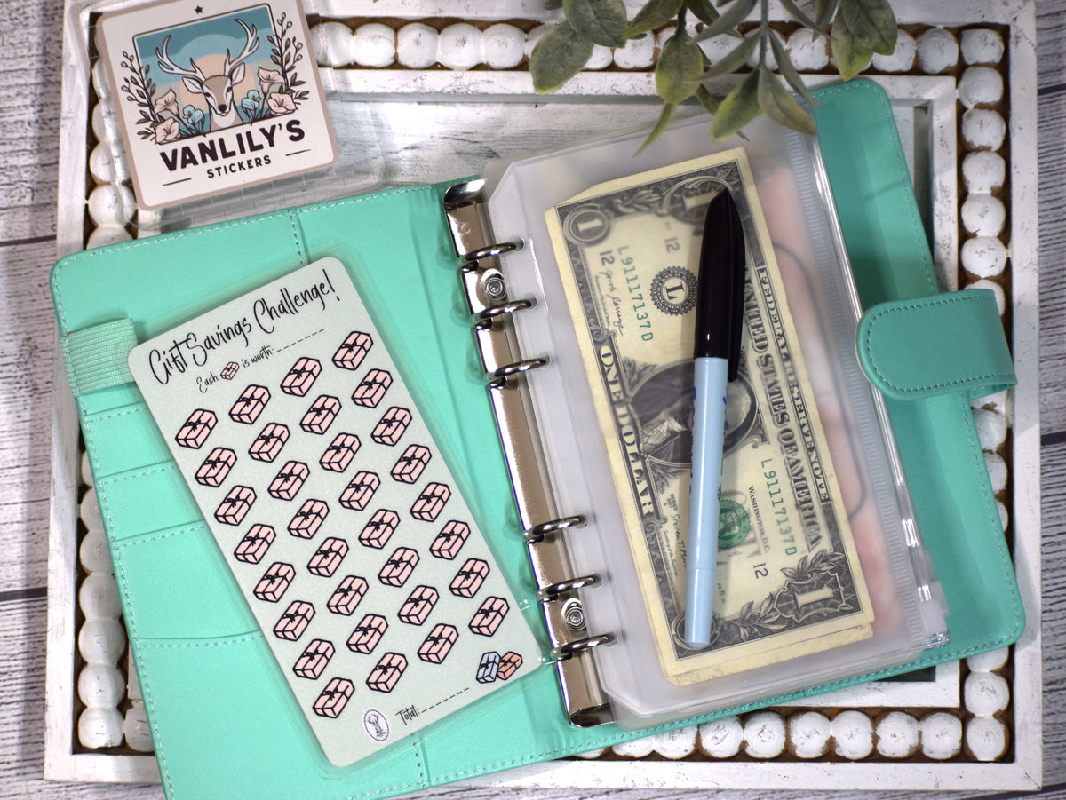 Gift Savings Challenge | A6 Laminated Budget Binder Insert | Cash Envelope Budgeting | Gift Savings Tracker | Present Money Tracker