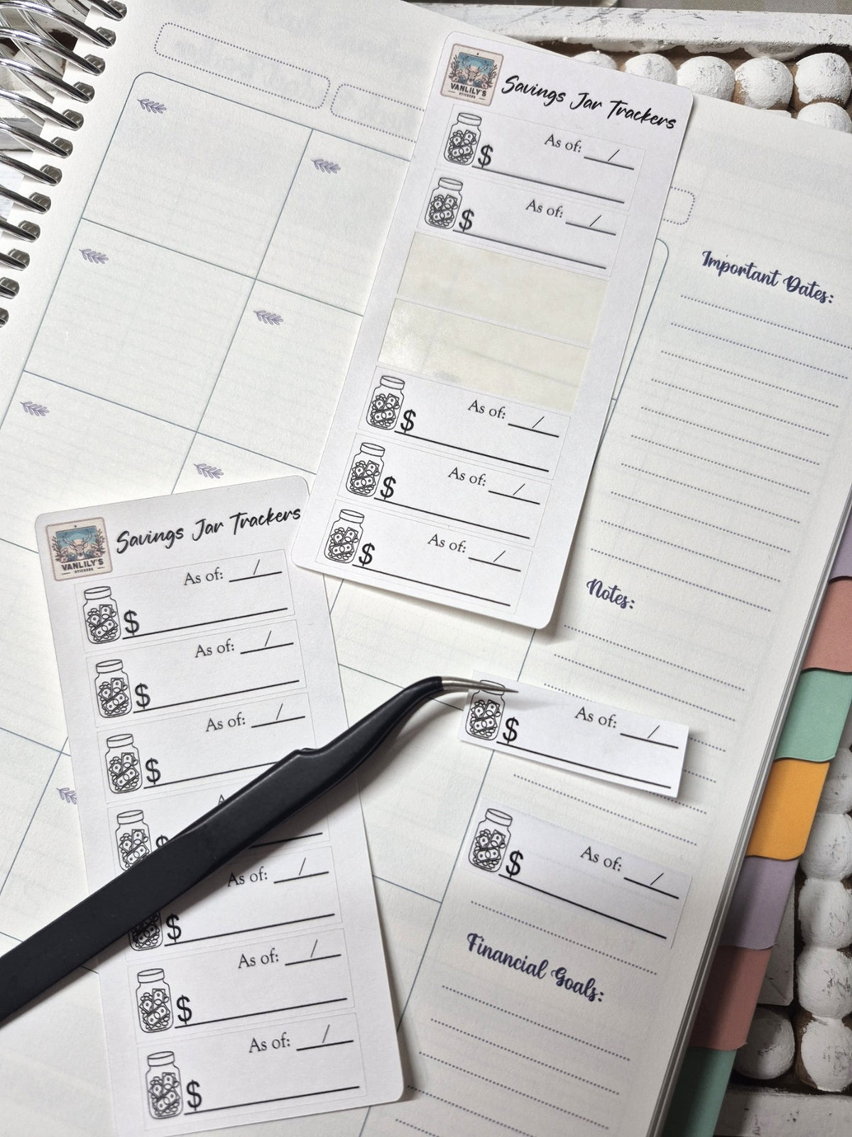 Savings Jar Tracker Icon Planner Sticker Sheet
