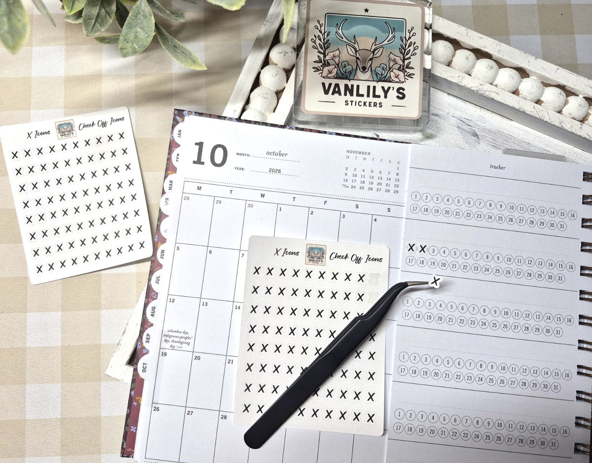 X Icons, Check Off Icon Planner Sticker Sheet