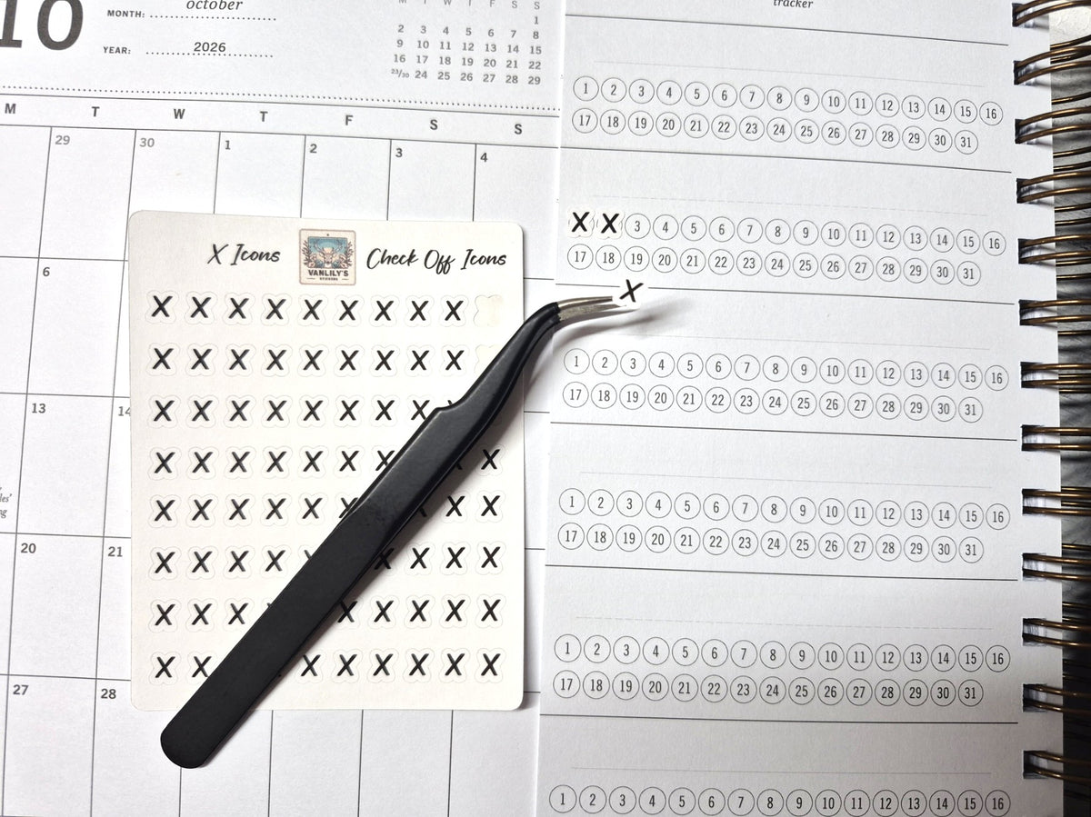X Icons, Check Off Icon Planner Sticker Sheet
