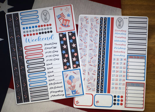 Weekly Planner Sticker Kit, #4 Red White and Blue
