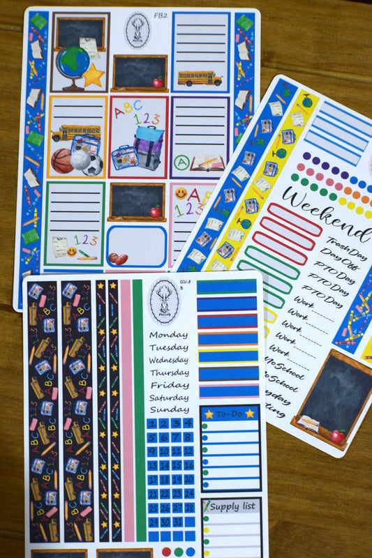 Weekly Planner Sticker Kit, #8 Back to School Kids Theme