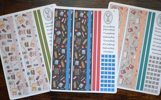 Monthly Header Sticker Sheet for Erin Condren /TBM Live Rich Planners, Back to School