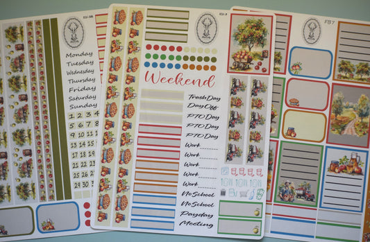 Weekly Planner Sticker Kit #11, Apple Picking Theme