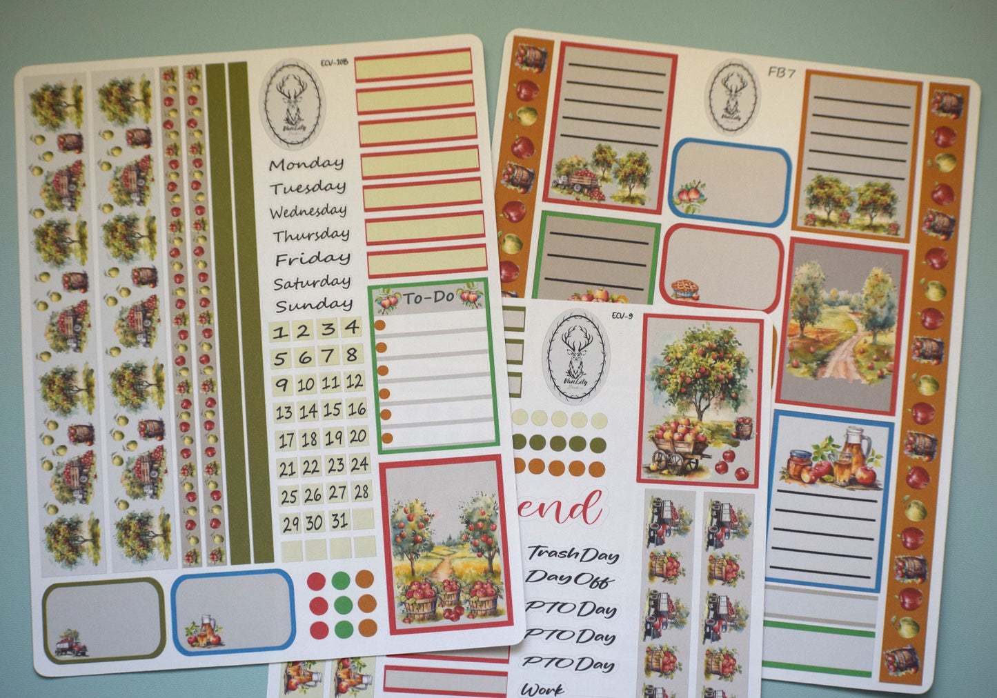 Weekly Planner Sticker Kit #11, Apple Picking Theme