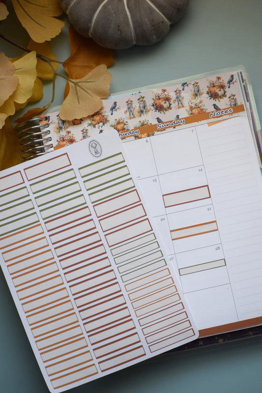 Month Labels Planner Sticker Sheet For Monthly Spread, Pumpkins and Crows Color Way
