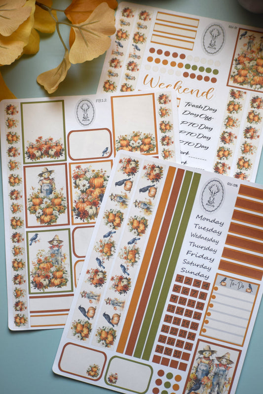 Weekly Planner Sticker Kit #12, Pumpkins and Crows