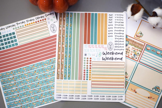 Plum Paper 7x9 Daily Weekly Planner Sticker  Kit #14, Autumn Blue Truck