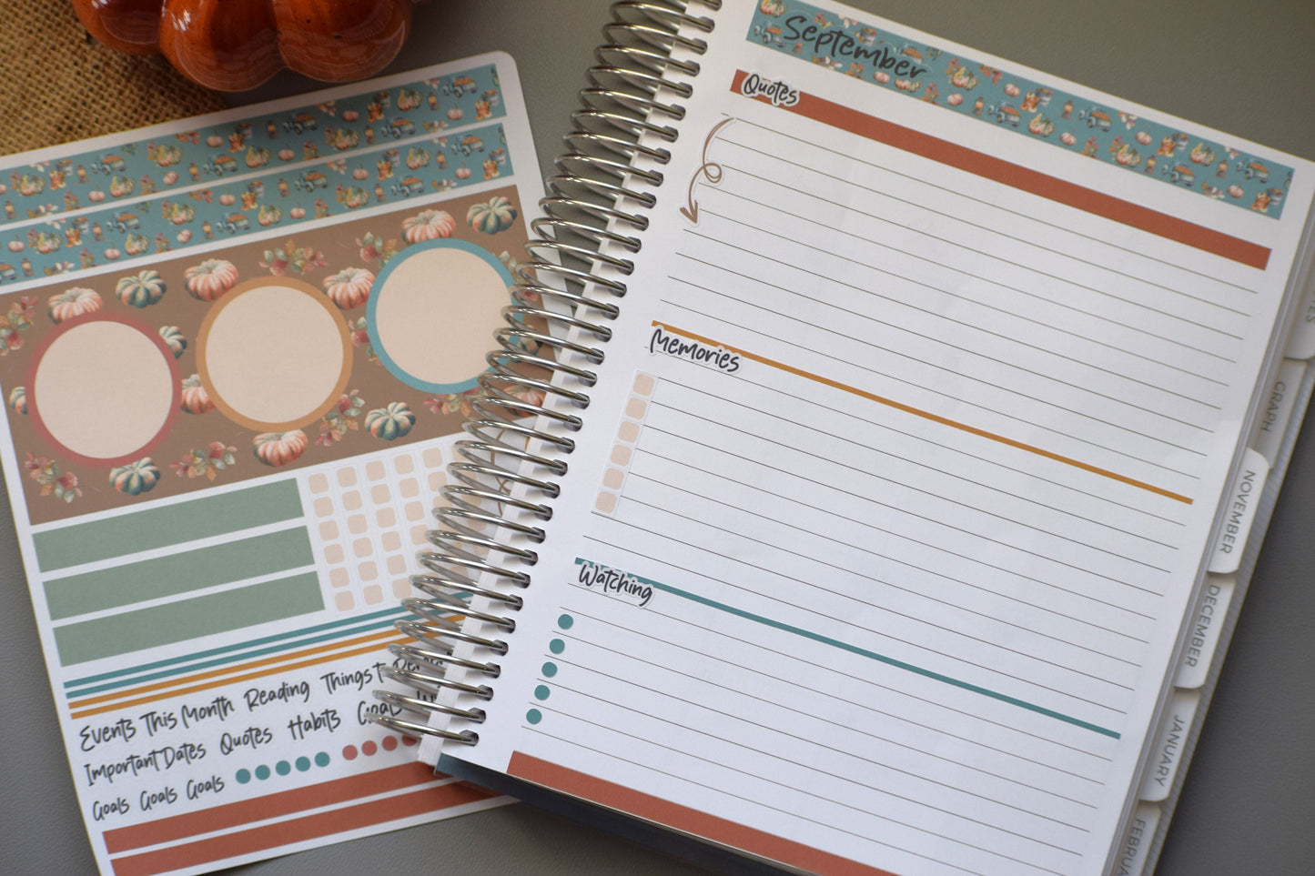Plum Paper 7x9 Monthly Dashboard Planner Stickers, #14 Autumn Blue Truck
