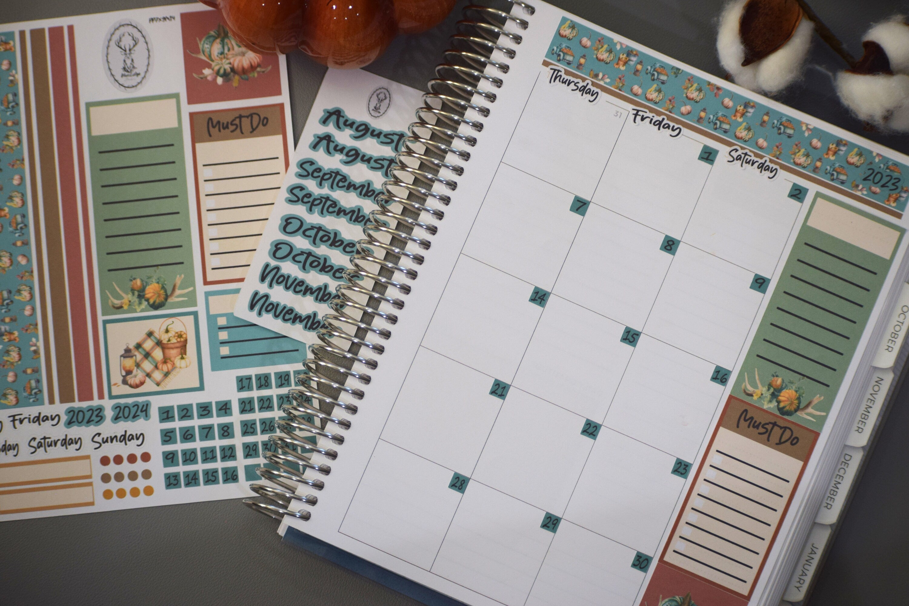 Plum Paper 7x9 Monthly Header Sheet Planner Stickers #14, Autumn Blue ...