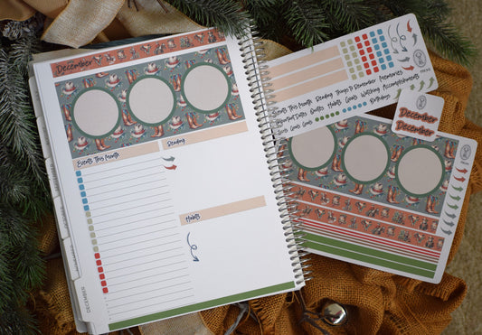 Plum Paper 8.5x11 Monthly Dashboard  Planner Stickers #16 Western Santa
