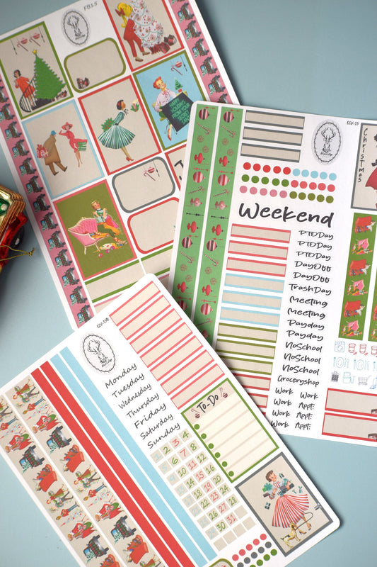 Weekly Planner Sticker Kit, #15 Retro Christmas