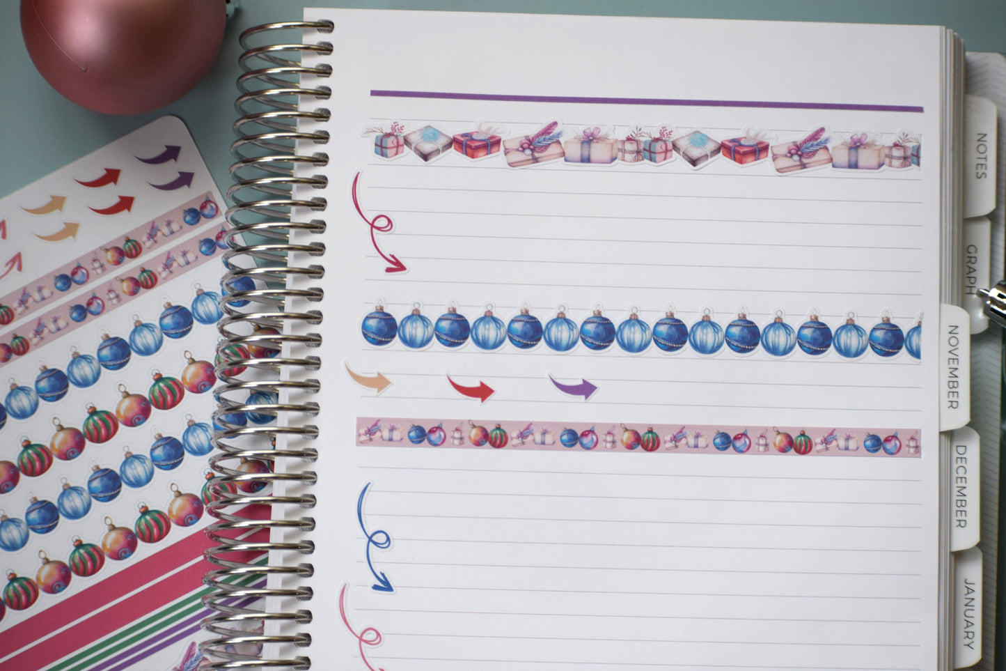 Washi Planner Sticker Sheet, Baubles Baubles Baubles #17