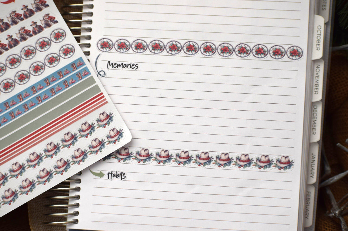 Washi Planner Sticker Sheet, Western Santa #16