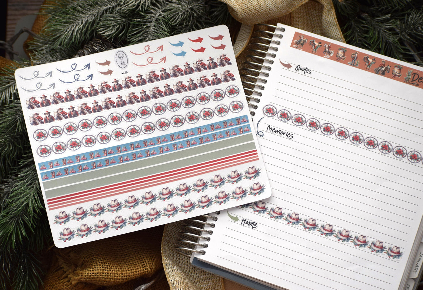 Washi Planner Sticker Sheet, Western Santa #16