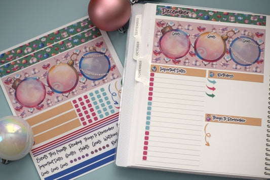 Plum Paper 7x9 Monthly Dashboard Planner Stickers #17, Baubles Baubles Baubles