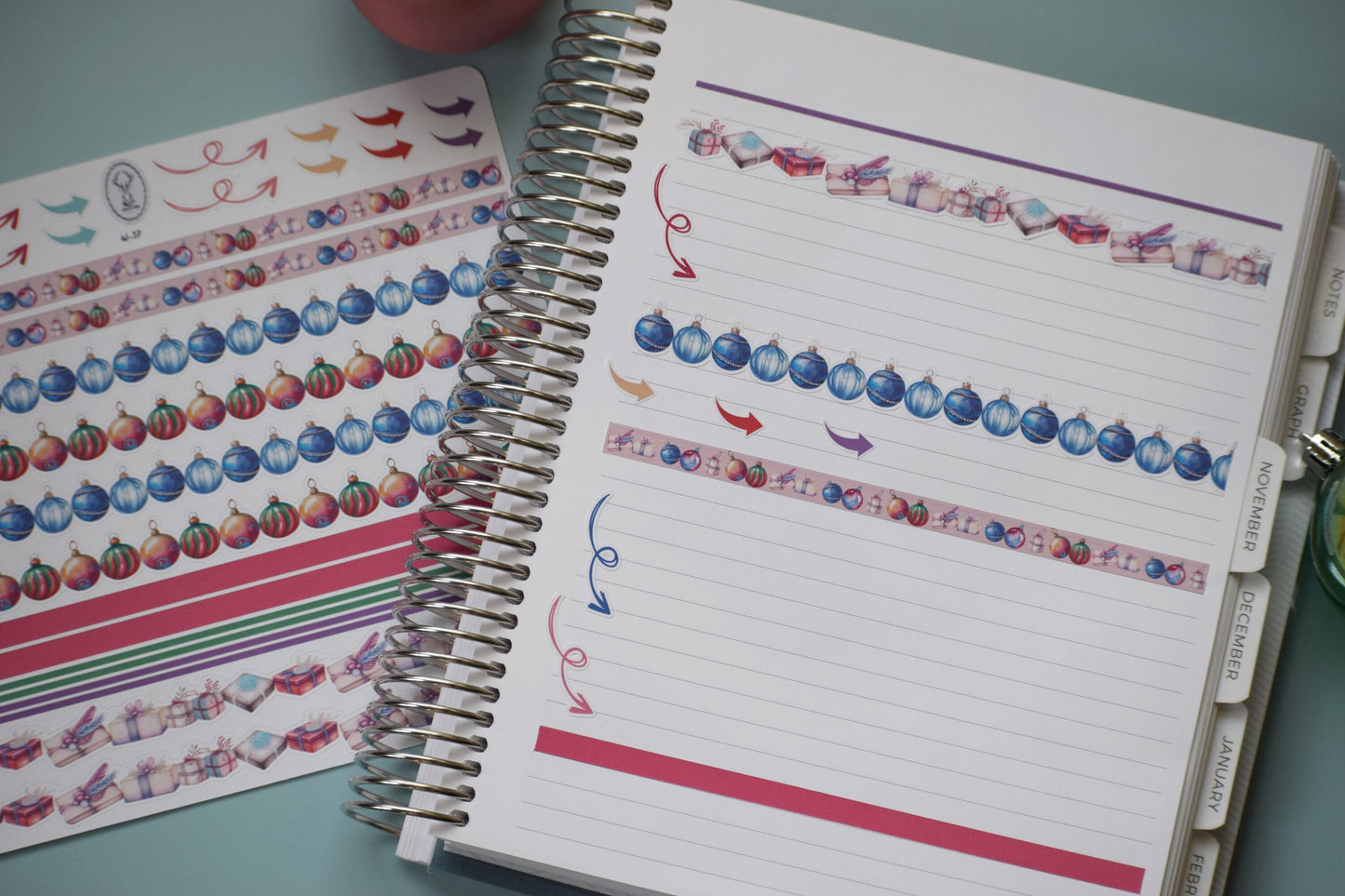 Washi Planner Sticker Sheet, Baubles Baubles Baubles #17