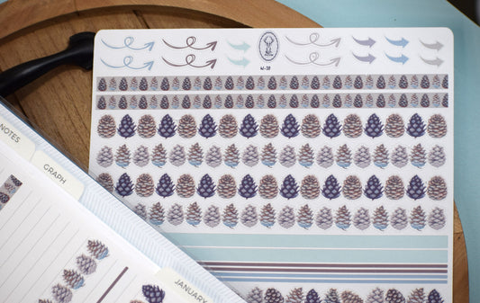 Washi Planner Sticker Sheet, Winter of Pinecones #18