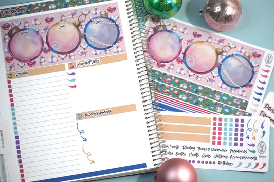 Plum Paper 8.5x11 Monthly Dashboard Planner Stickers #17 Baubles Baubles Baubles