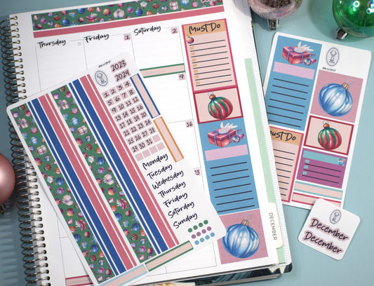 Plum Paper 8.5x11 Monthly Header Sheet Planner Stickers #17, Baubles Baubles Baubles