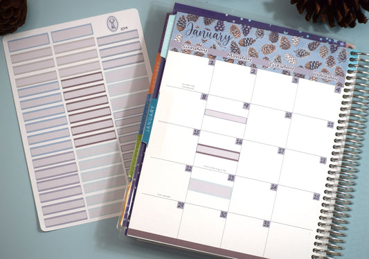 Month Labels Planner Sticker Sheet For Monthly Spread, Winter of Pinecones Color Way