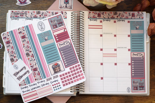 Plum Paper 7x9 Monthly Header Sheet Planner Stickers #19, Traveling Love Letter