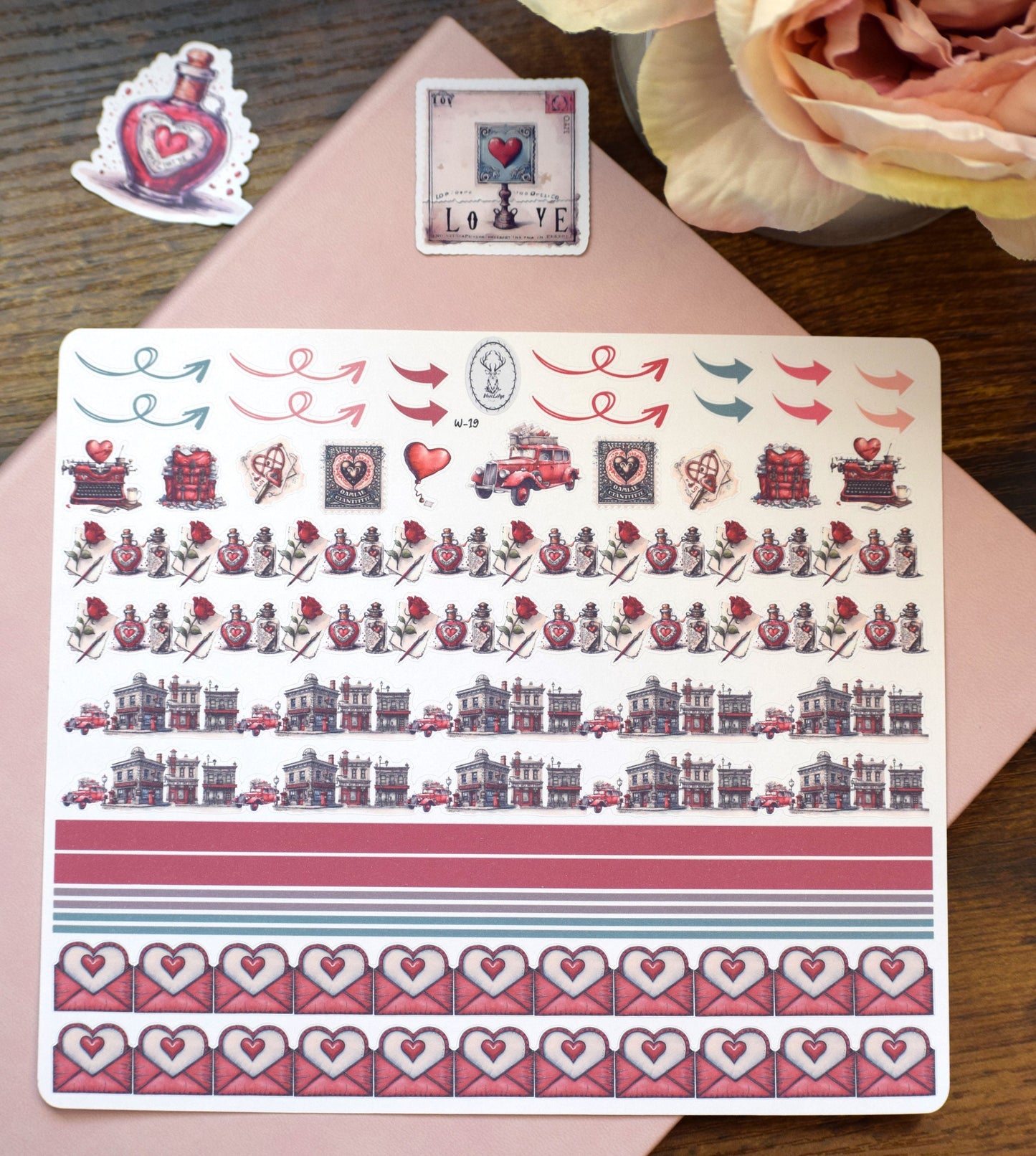 Washi Planner Sticker Sheet, Traveling Love Letter #19