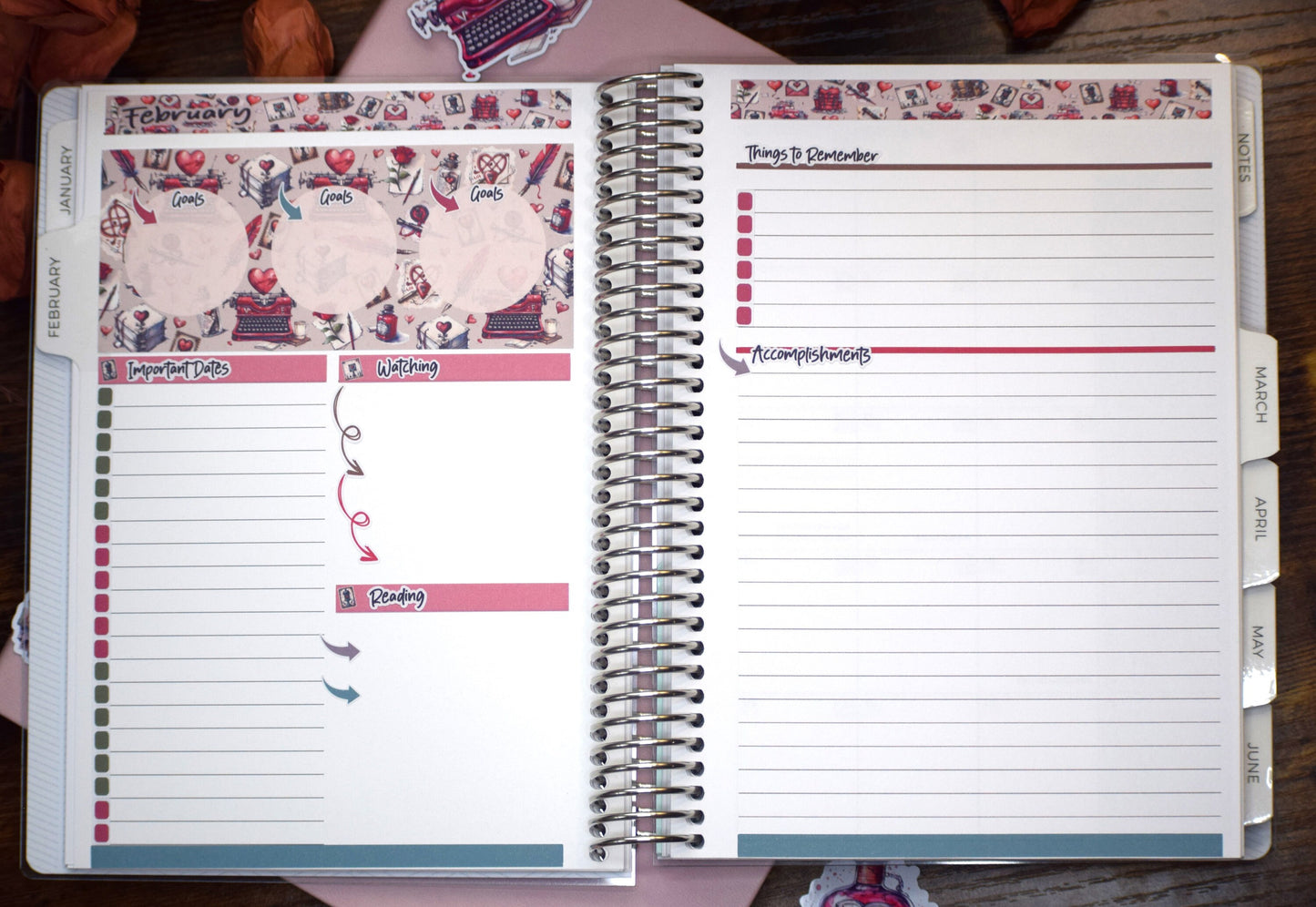 Plum Paper A5 Monthly Dashboard Planner Stickers #19, Traveling Love Letter