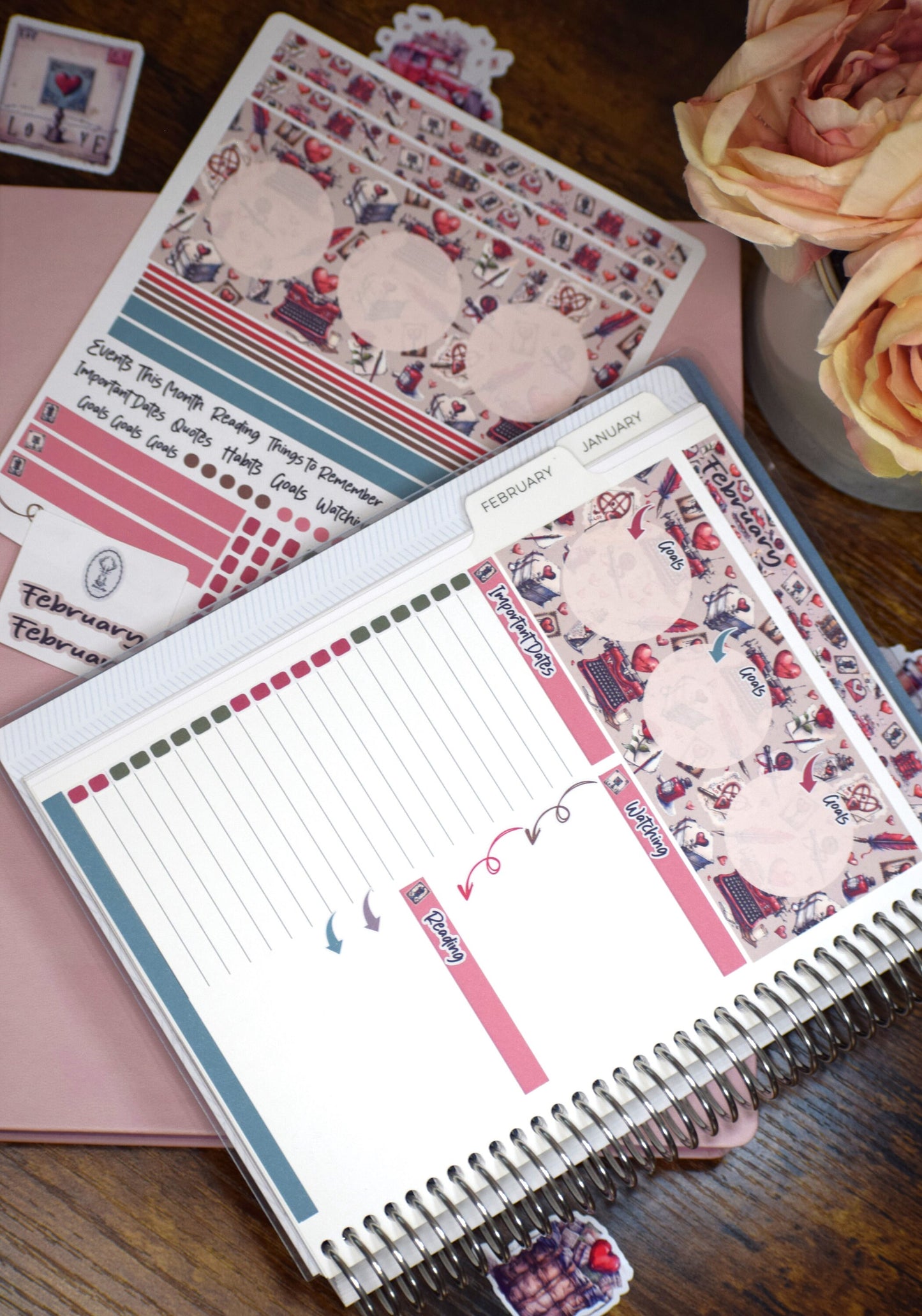 Plum Paper A5 Monthly Dashboard Planner Stickers #19, Traveling Love Letter