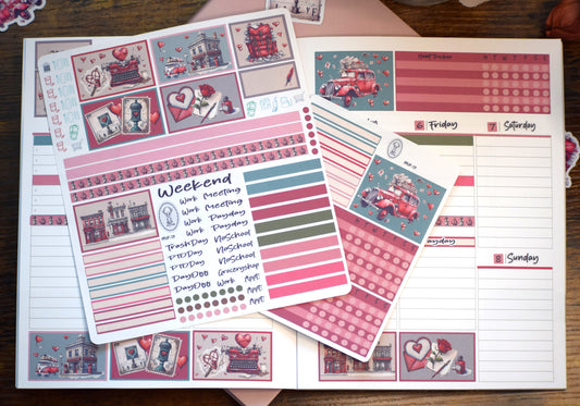 Plum Paper 7x9 Vertical Priorities Weekly Planner Sticker Kit #19, Traveling Love Letter