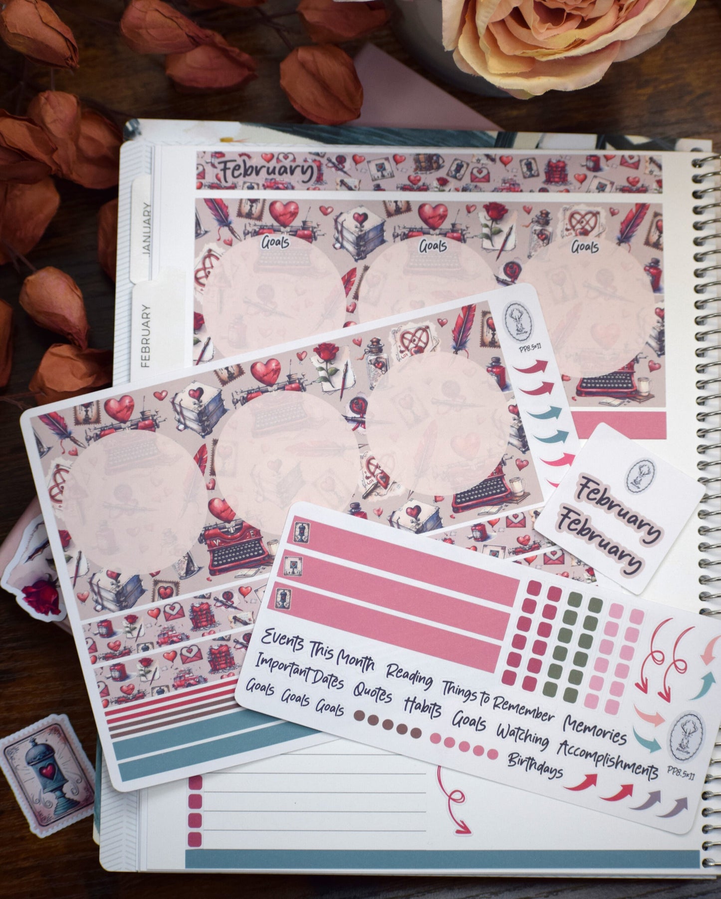 Plum Paper 8.5x11 Monthly Dashboard Planner Stickers #19 Traveling Love Letter