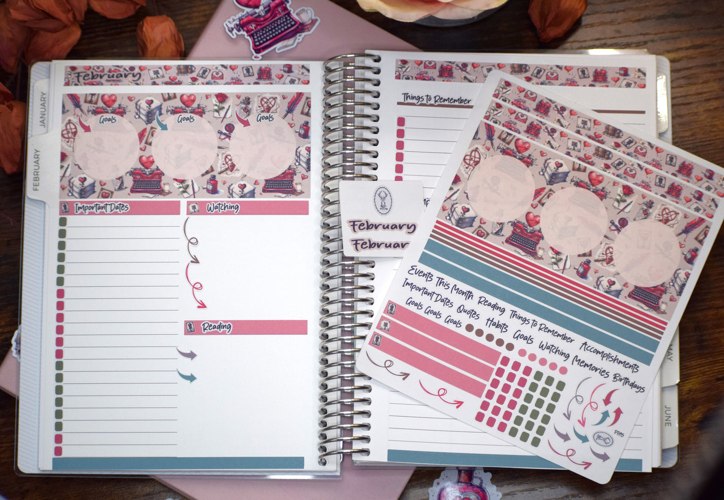 Plum Paper A5 Monthly Dashboard Planner Stickers #19, Traveling Love Letter