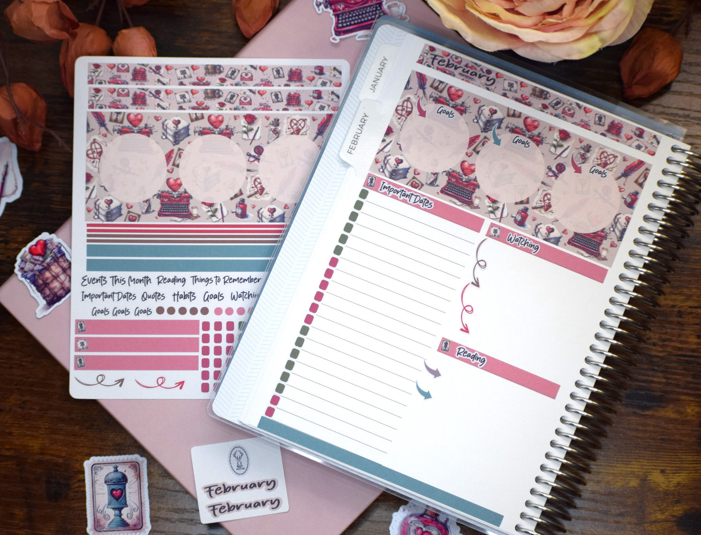 Plum Paper A5 Monthly Dashboard Planner Stickers #19, Traveling Love Letter