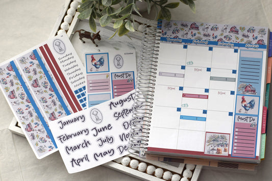 Monthly Header Planner Sticker Sheet for Erin Condren| TBM Live Rich Planners Farm Life