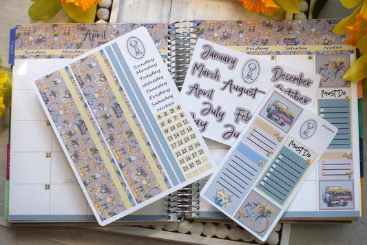 Monthly Header Planner Sticker Sheet for Erin Condren| TBM Live Rich Planners Daffodil Delight