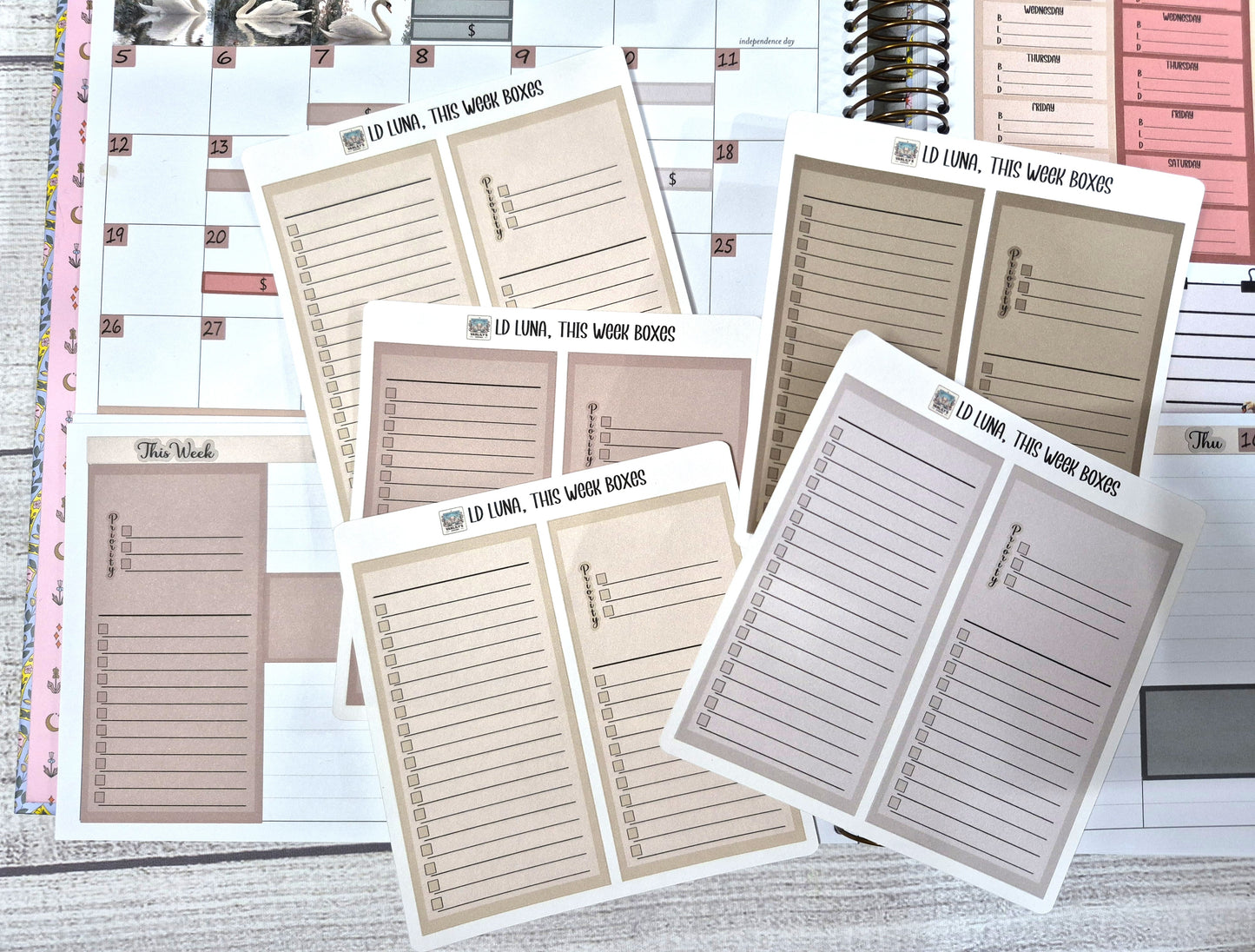 Laurel Denise Luna Planner Stickers, Enchanted Swans Planner Sticker Kit